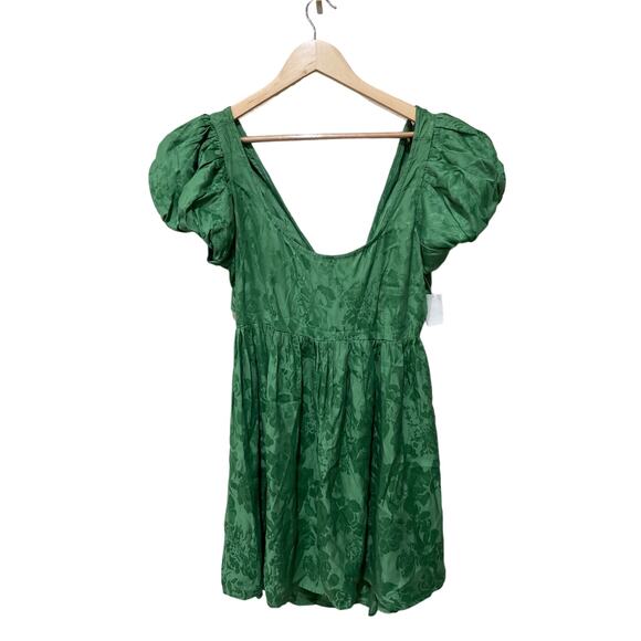 byTiMo Floral Jacquard Babydoll Mini Dress Emerald Green Size XXL NWOT - Picture 7 of 8